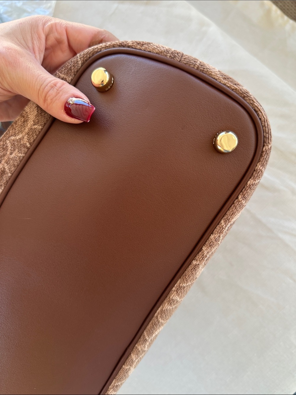 COACH Tan and Brown Signature Shoulder Tote - Picture 5 of 13